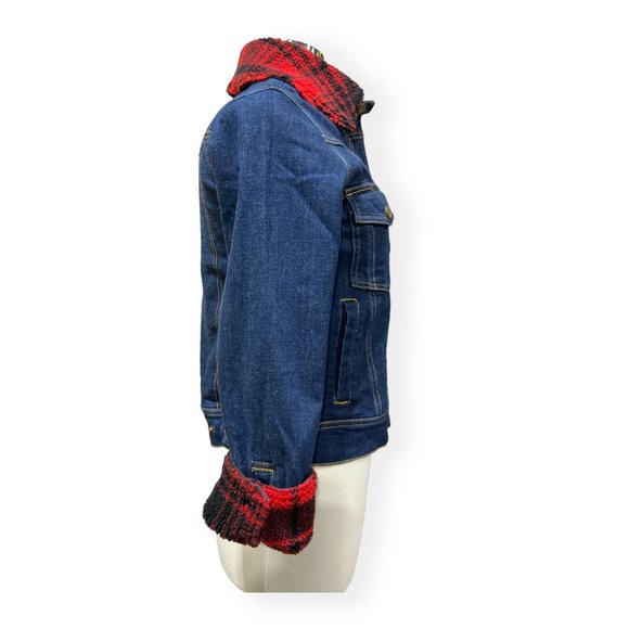 Faherty Women's Size XS Andie Denim Trucker Red Buffalo Sherpa Collar Cuffs NWT - Picture 8 of 12